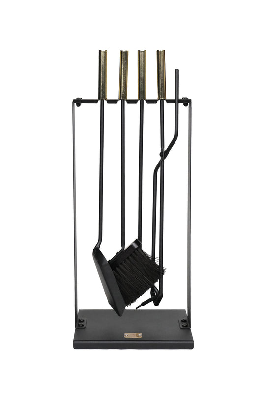 Dodok Home 5 Piece Luxury Imported Hanger Stand Gold Handle Fireplace-Stove Tongs Set Accessory Set DH-SS016