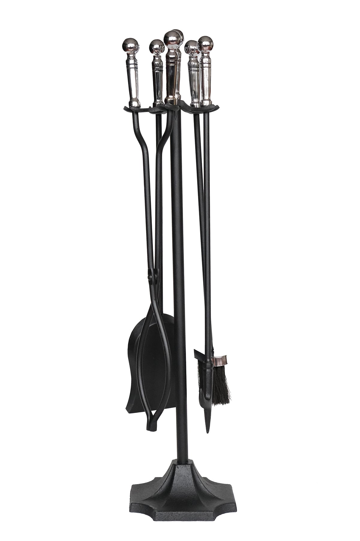 Dodok Home 5’li Lüks Gümüş Topuz Başlıklı Şömine & Soba Maşa Takımı DH-005GS