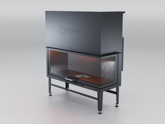 120 cm Right Glass Elevated Fireplace Chamber