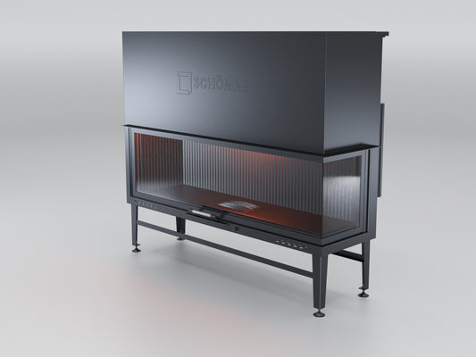 160 cm Right Glass Elevated Fireplace Chamber