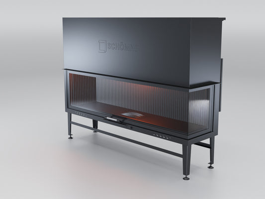 180 cm Right Glass Elevated Fireplace Chamber