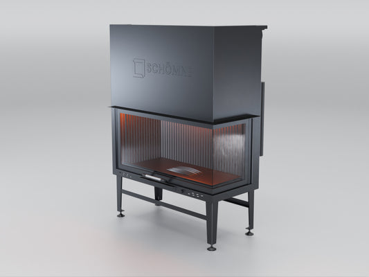 100 cm Right Glass Elevated Fireplace Chamber