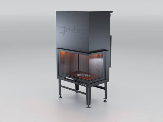 70 cm Right Glass Elevated Fireplace Chamber