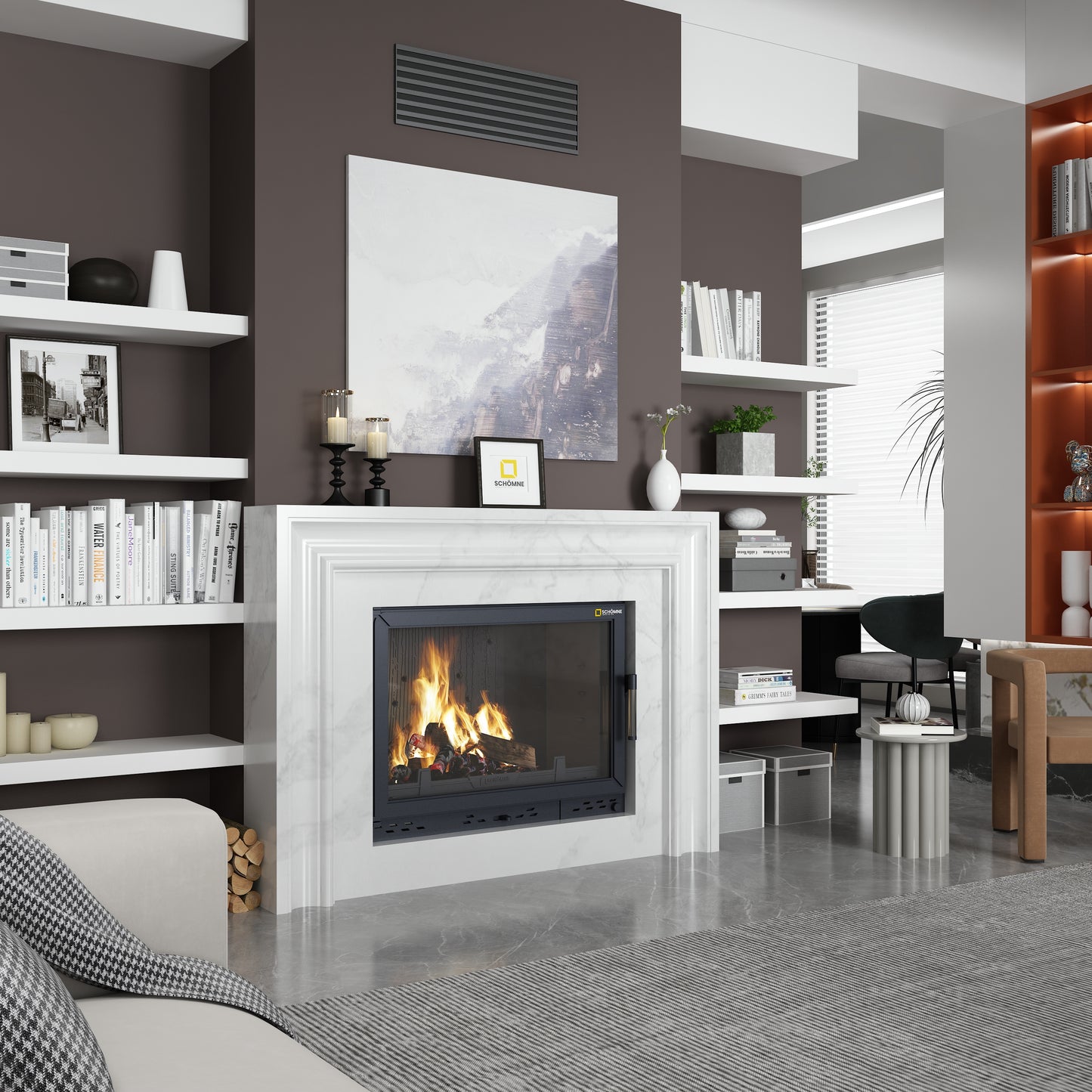 Wet Casting Fireplace Chamber with Heat Exchanger 70 cm