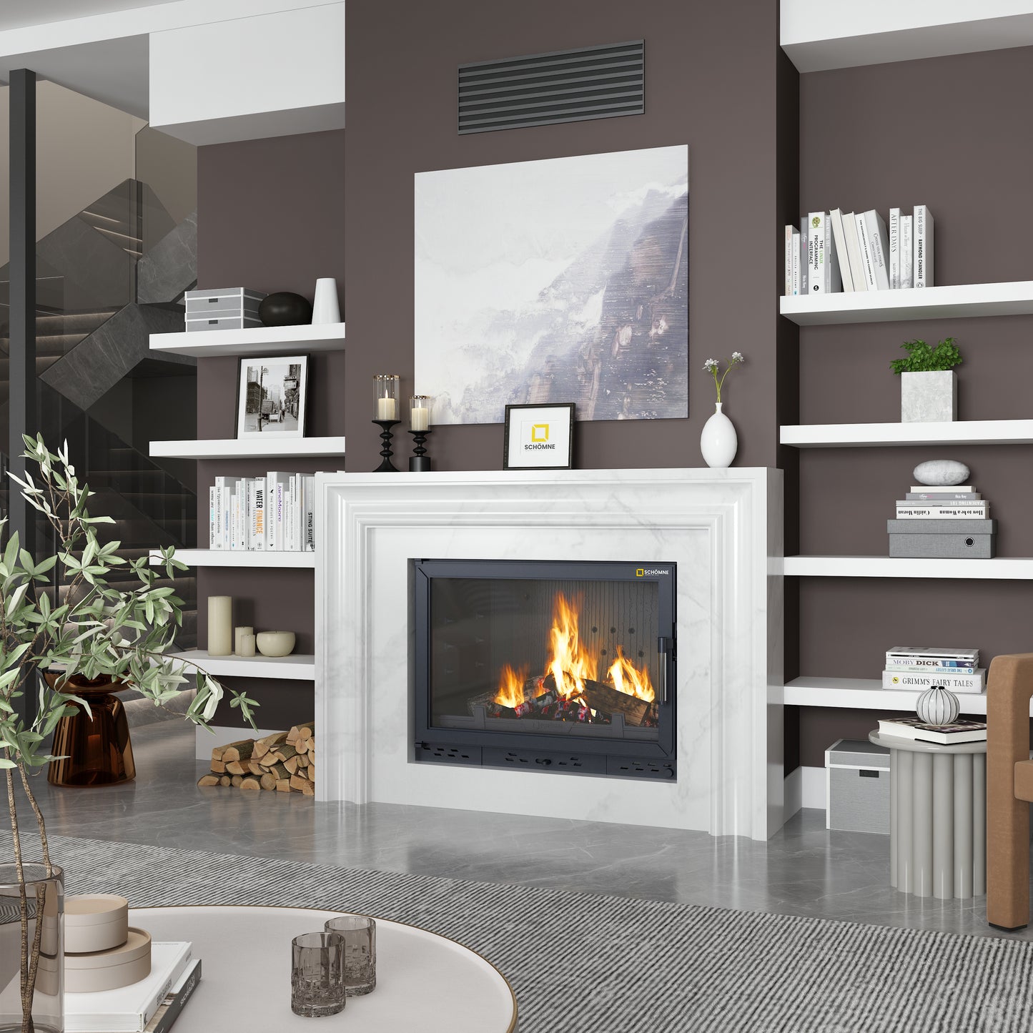 Wet Casting Fireplace Chamber with Heat Exchanger 70 cm