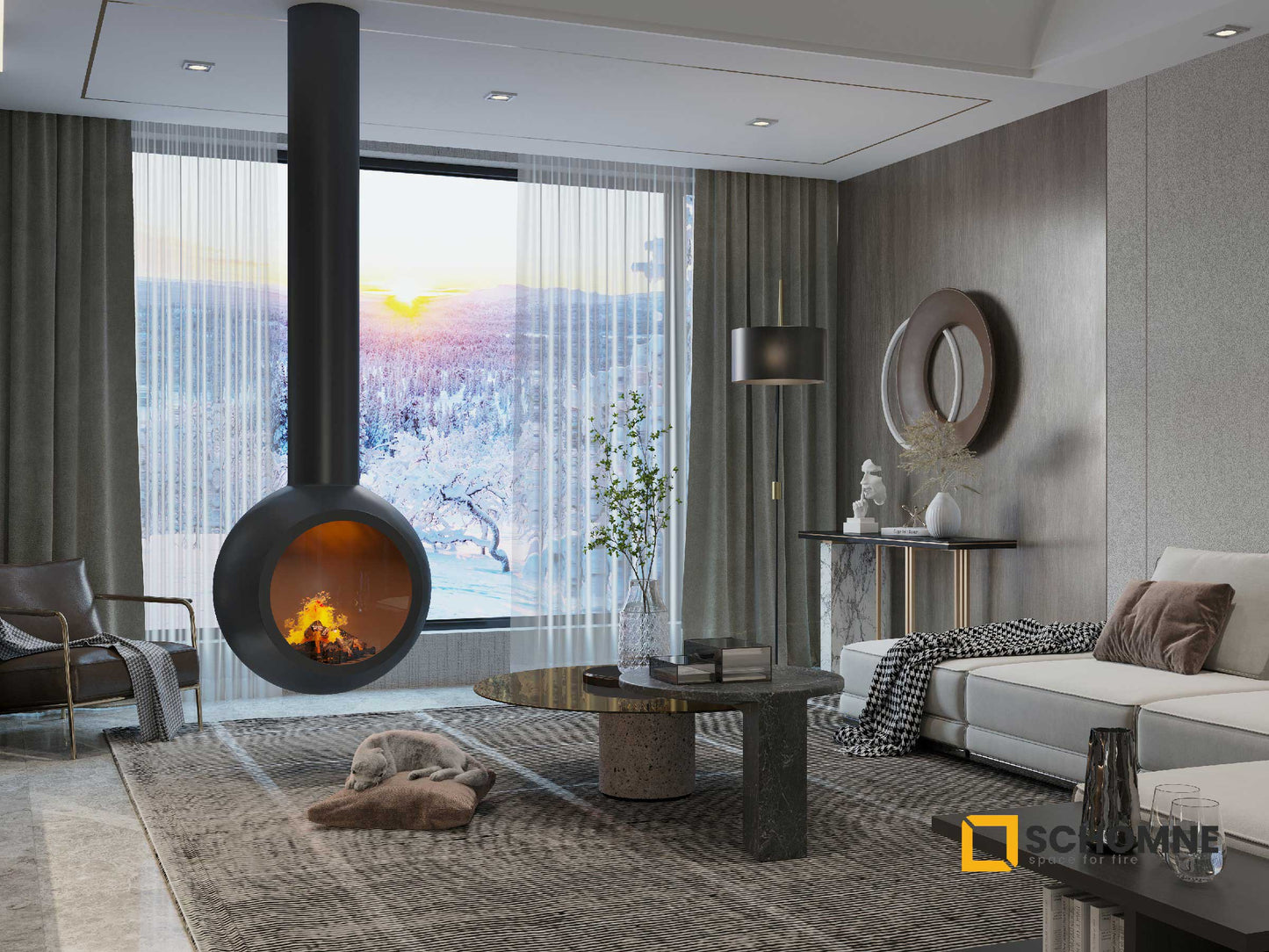 Globe Model Central Fireplace 60X60
