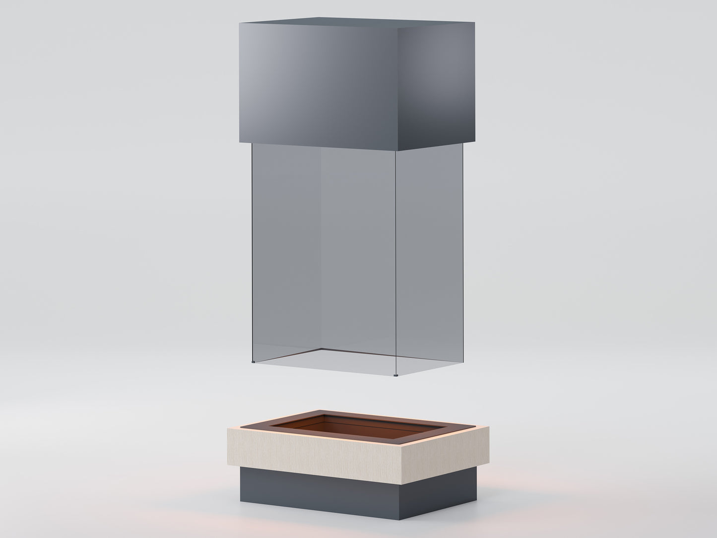 Suspended Rectangular Glass Model Medium Fireplace 95X65