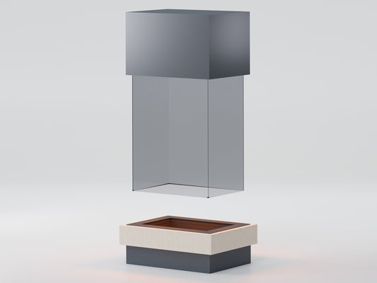 Suspended Rectangular Glass Model Medium Fireplace 95X65
