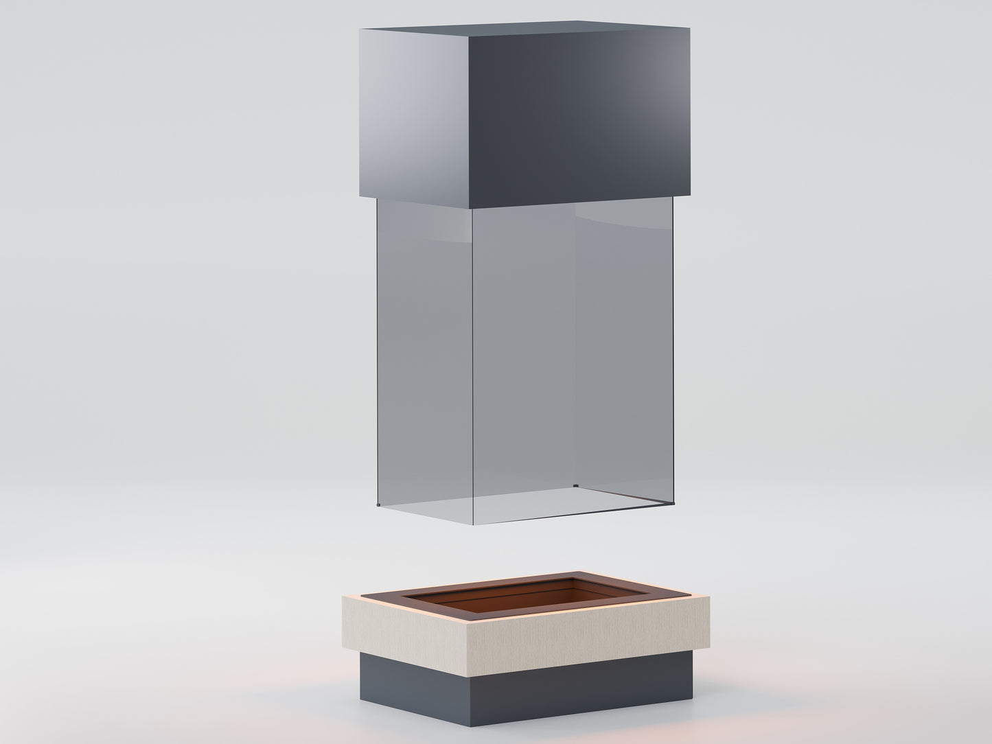 Suspended Rectangular Glass Model Medium Fireplace 95X65