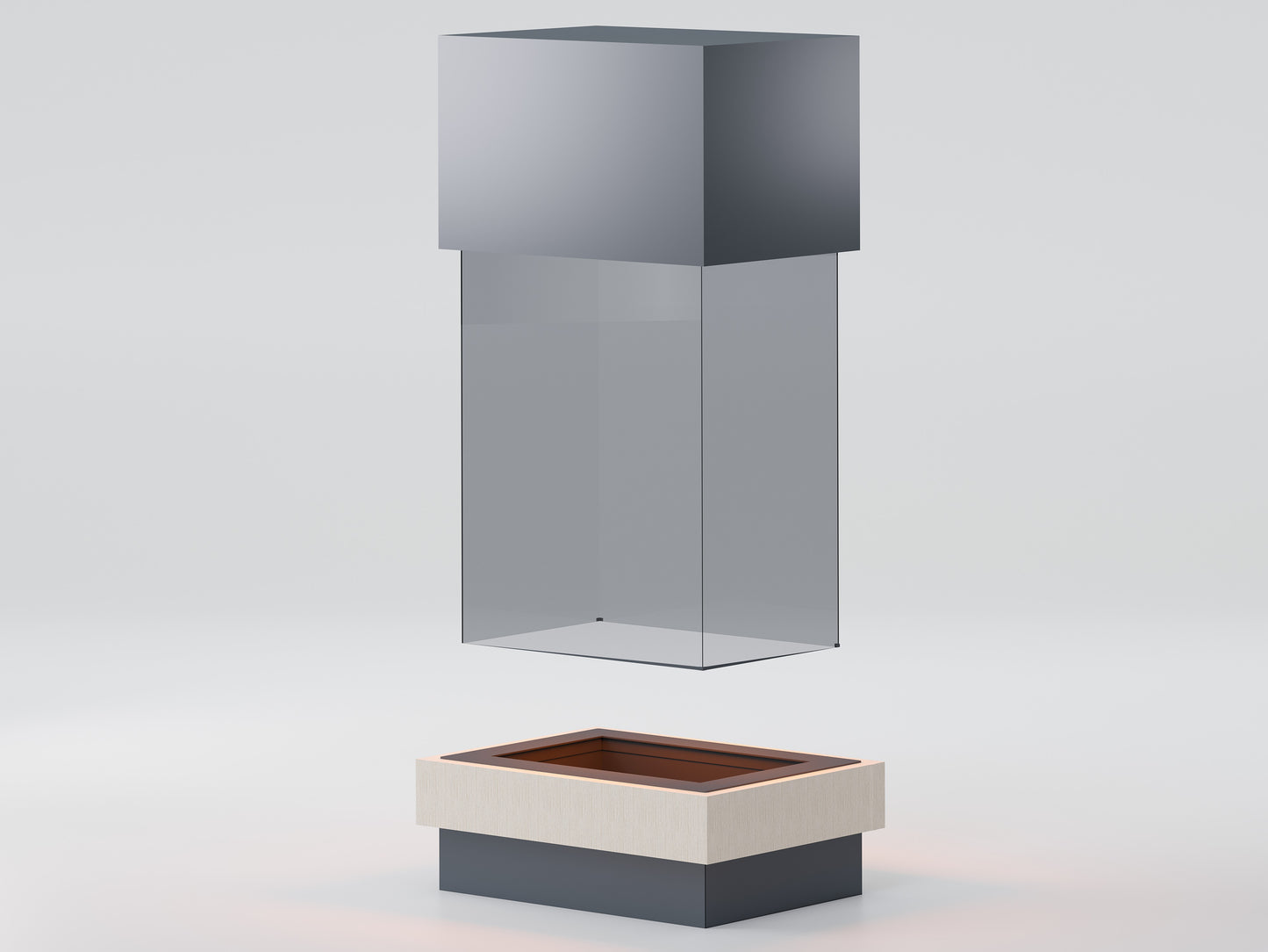 Suspended Rectangular Glass Model Medium Fireplace 95X65