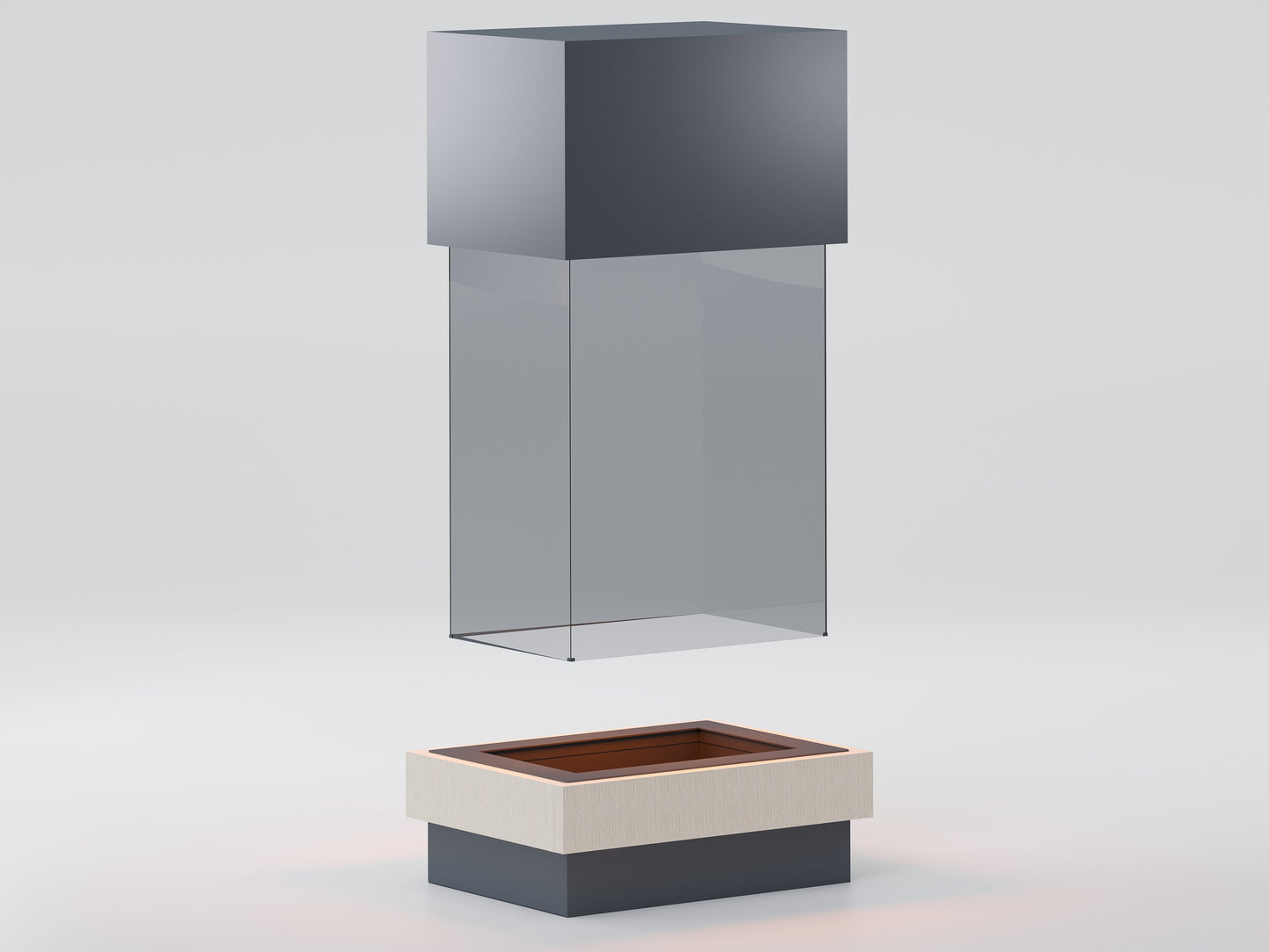 Suspended Rectangular Glass Model Medium Fireplace 95X65