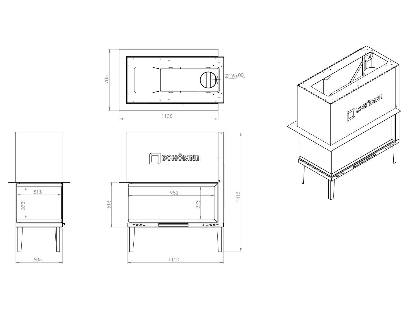 110 cm Epi Elevator Fireplace Chamber