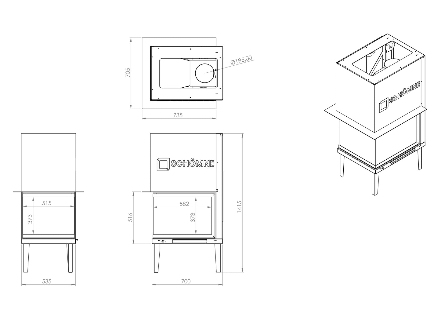 70 cm Epi Elevated Fireplace Chamber