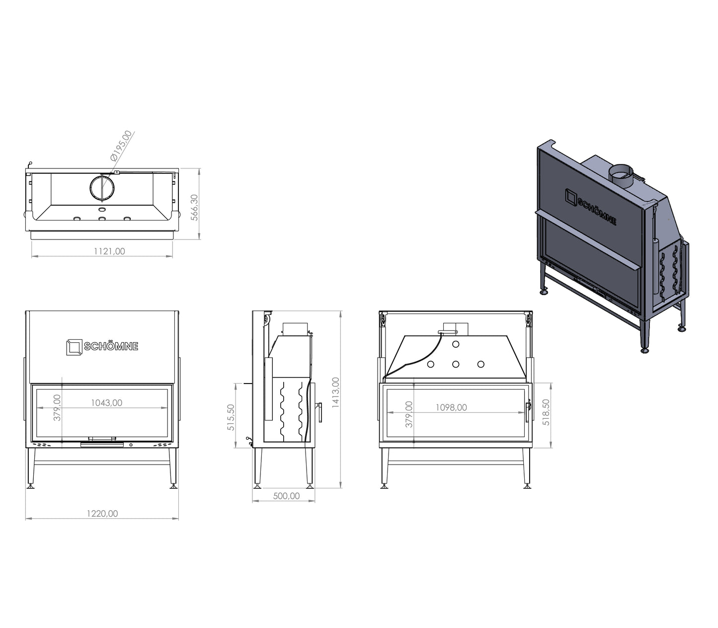 120 cm Tunnel Elevator Fireplace Chamber