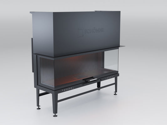 140 cm Fireplace Chamber with Glass on Three Sides and Elevator
