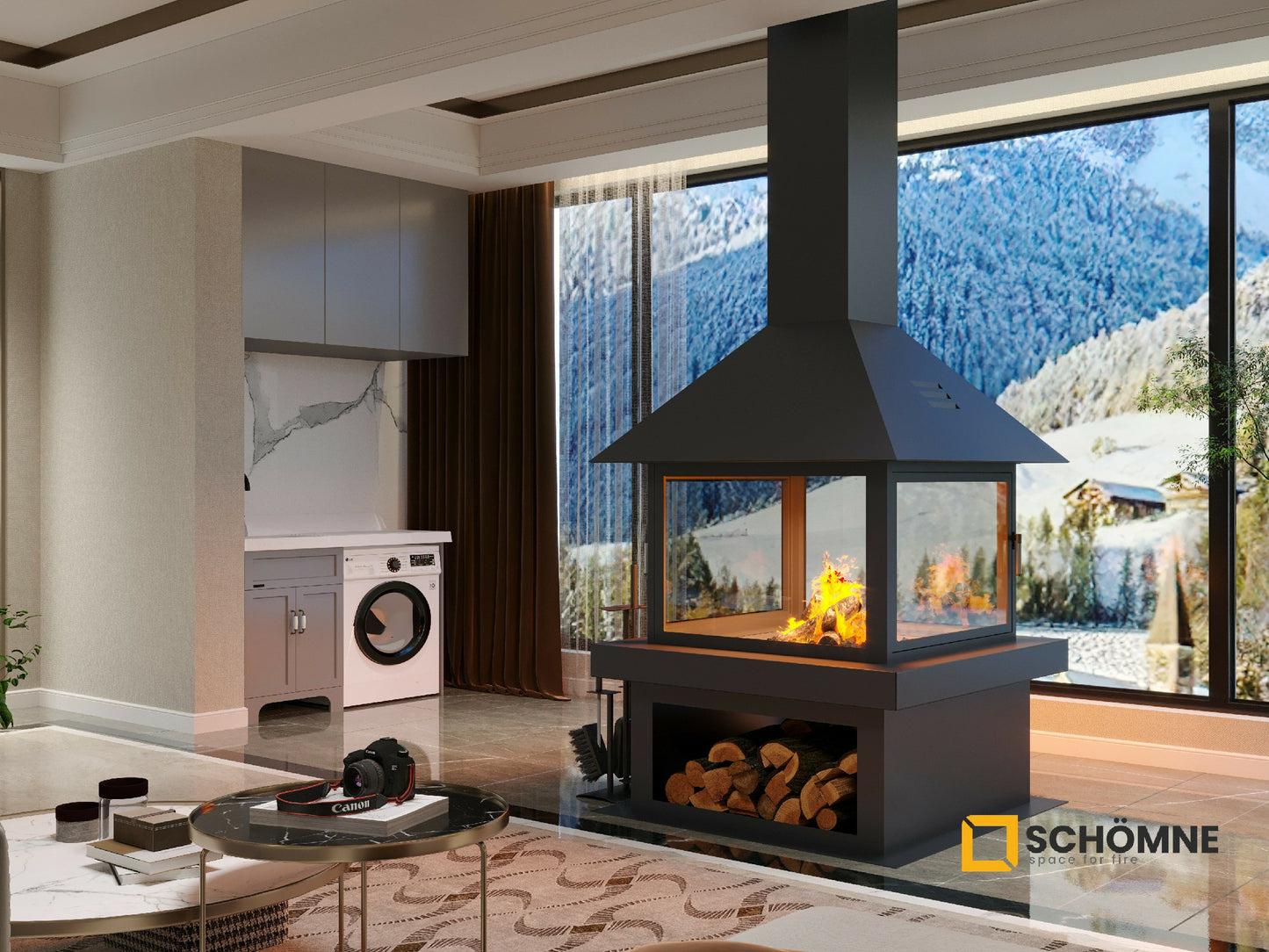 Square Model Medium Fireplace 80X80