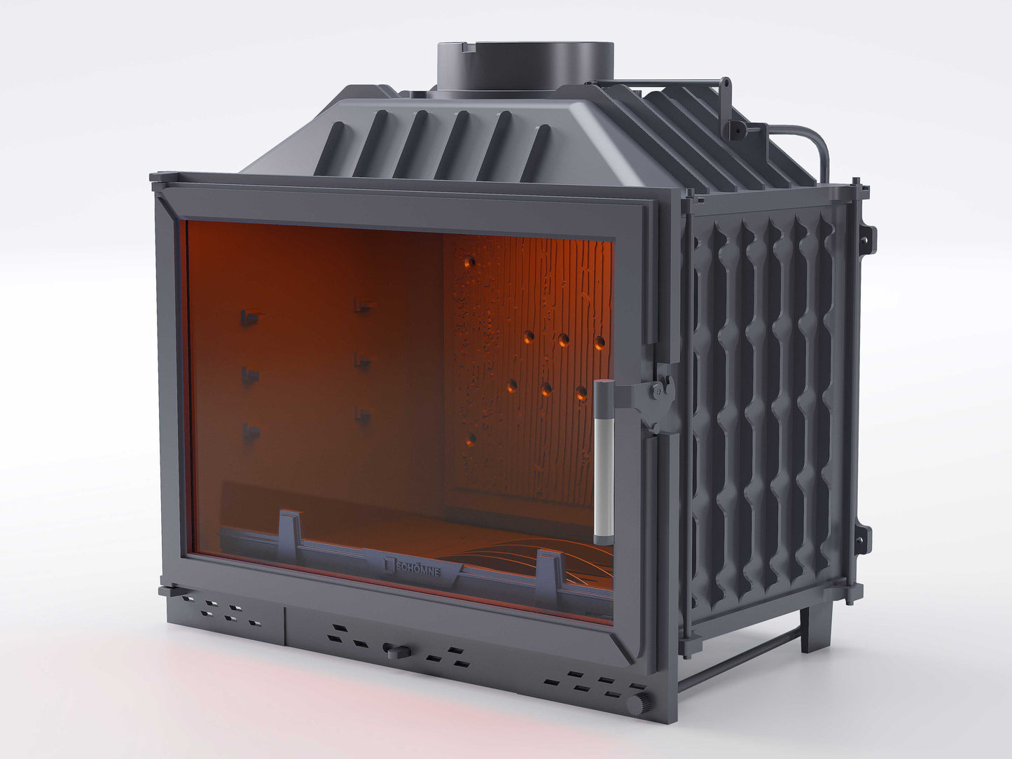 Cast Fireplace Chamber with Flap, Single Glass, 70 cm