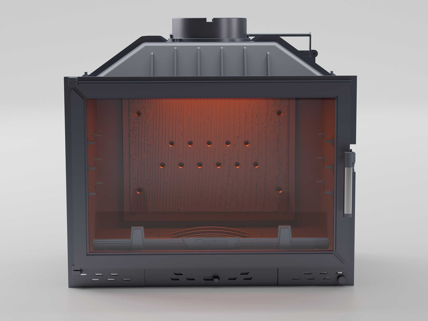 Cast Fireplace Chamber with Flap, Single Glass, 70 cm