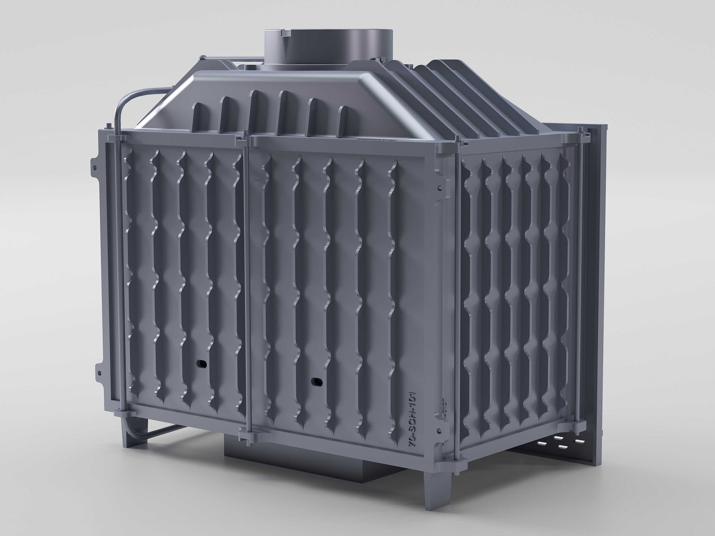 Cast Fireplace Chamber with Flap, Single Glass, 70 cm