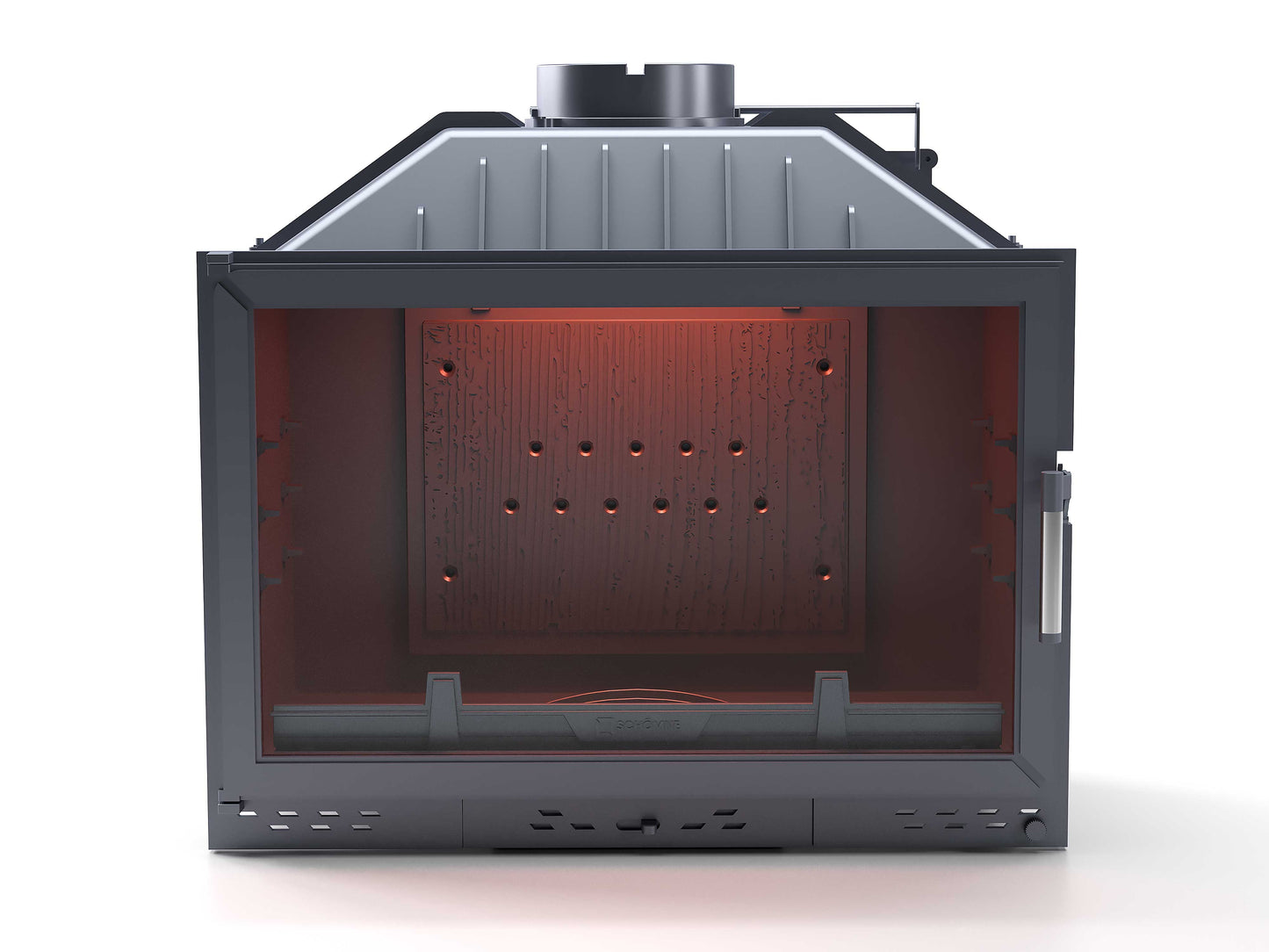 Cast Fireplace Chamber with Flap, Single Glass, 80 cm