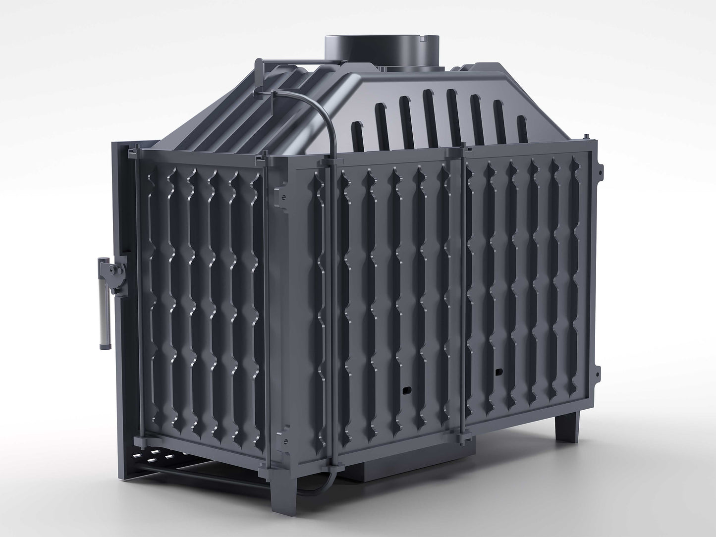 Cast Fireplace Chamber with Flap, Single Glass, 80 cm