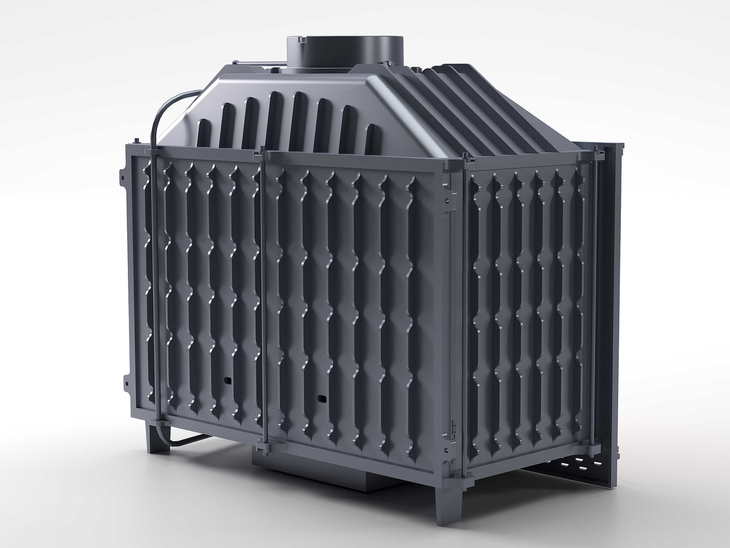Cast Fireplace Chamber with Flap, Single Glass, 80 cm