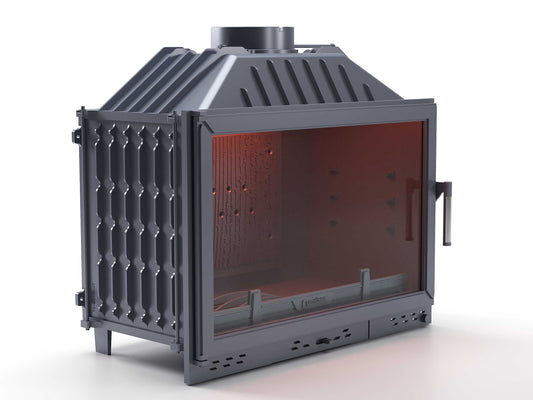 Cast Fireplace Chamber with Flap, Single Glass, 80 cm