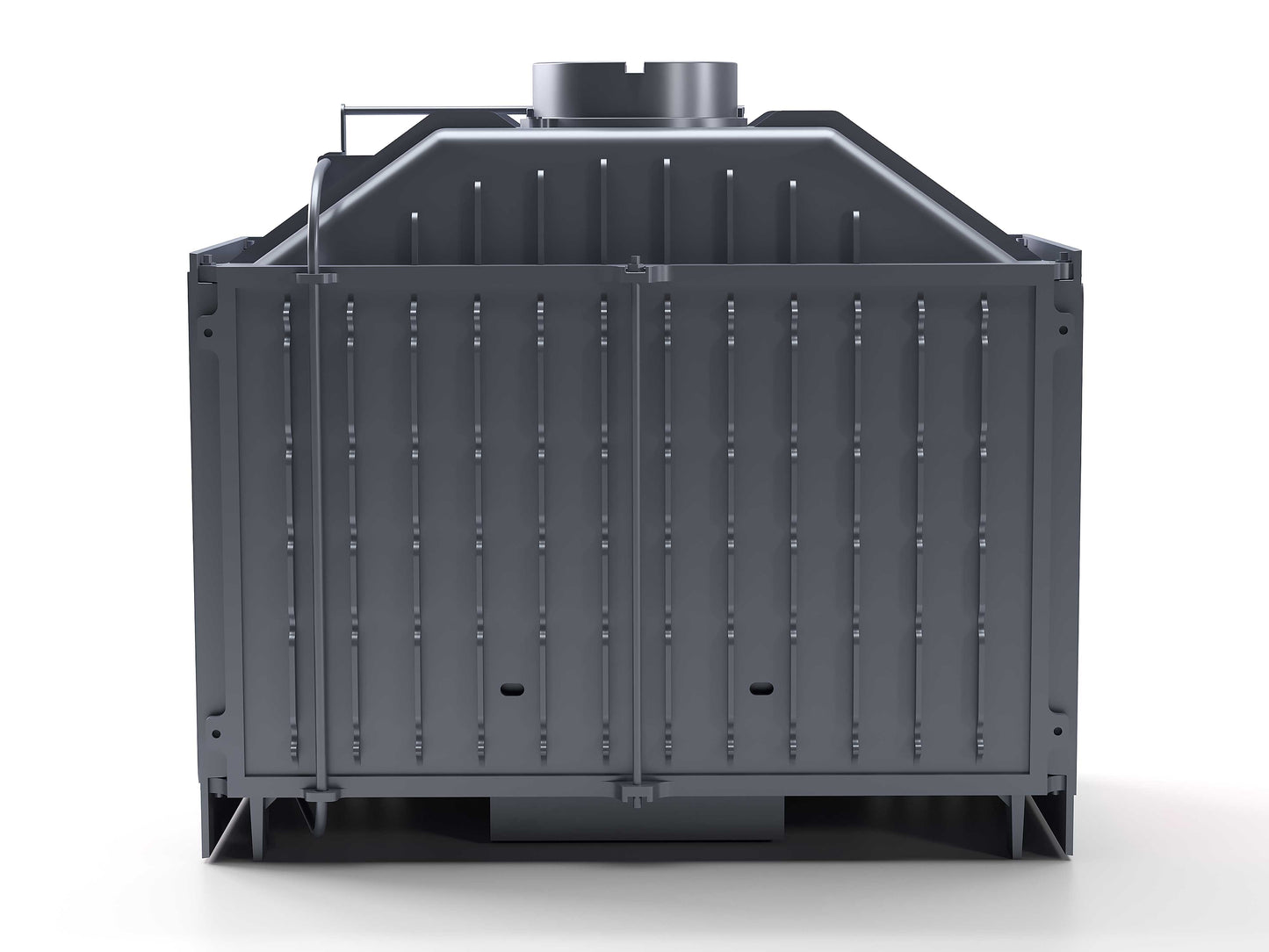 Cast Iron Fireplace Chamber with Flap and Glass on Three Sides 80 cm