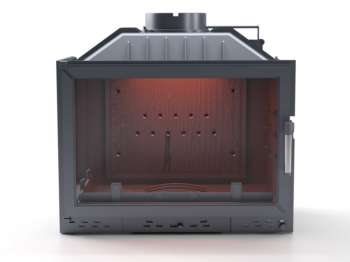 Cast Fireplace Chamber with Flap and Left Glass 70 cm