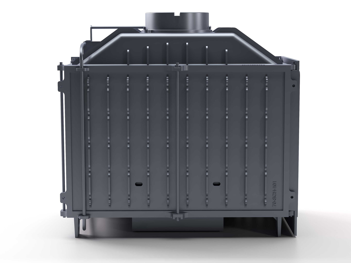 Cast Fireplace Chamber with Flap and Left Glass 70 cm