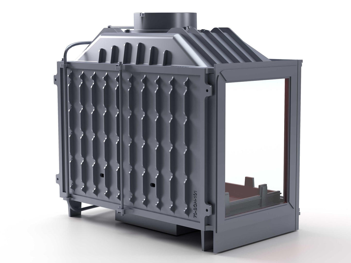 Cast Fireplace Chamber with Flap and Left Glass 70 cm