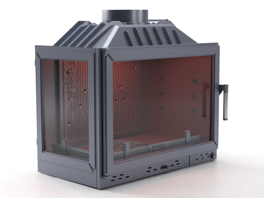 Cast Fireplace Chamber with Flap and Left Glass 70 cm