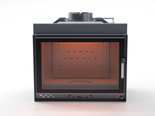 Black Glass Flap Cast Iron Fireplace Chamber Single Glass 70 cm