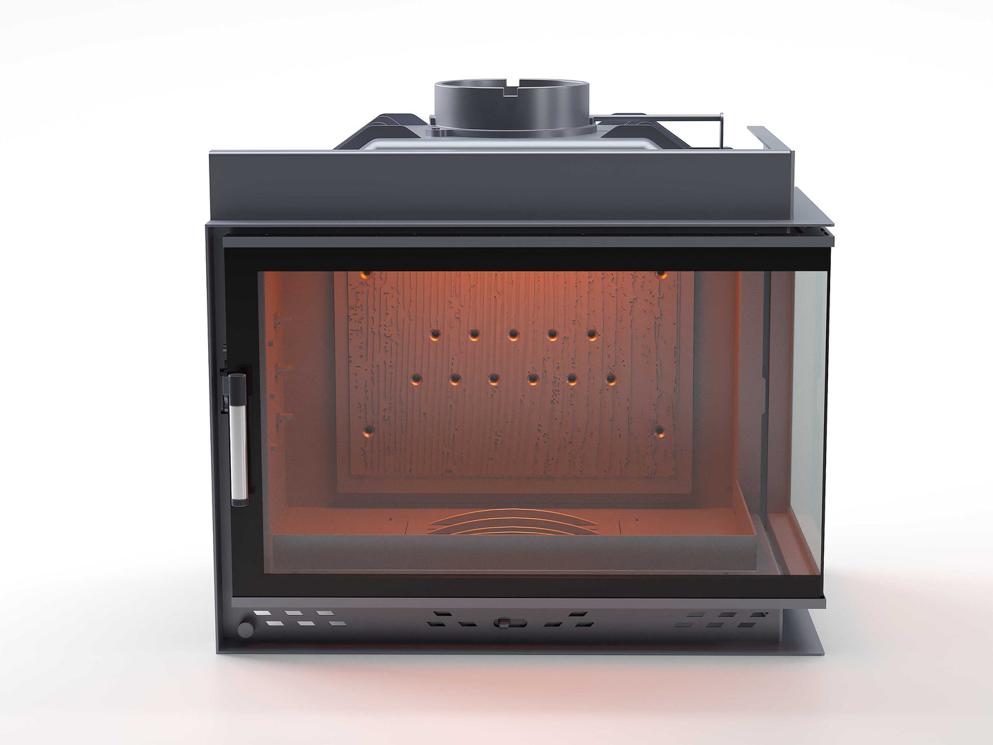Black Glass Flap Cast Fireplace Chamber Right Glass 70 cm