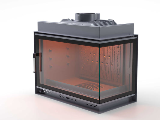 Black Glass Flap Cast Fireplace Chamber Right Glass 70 cm