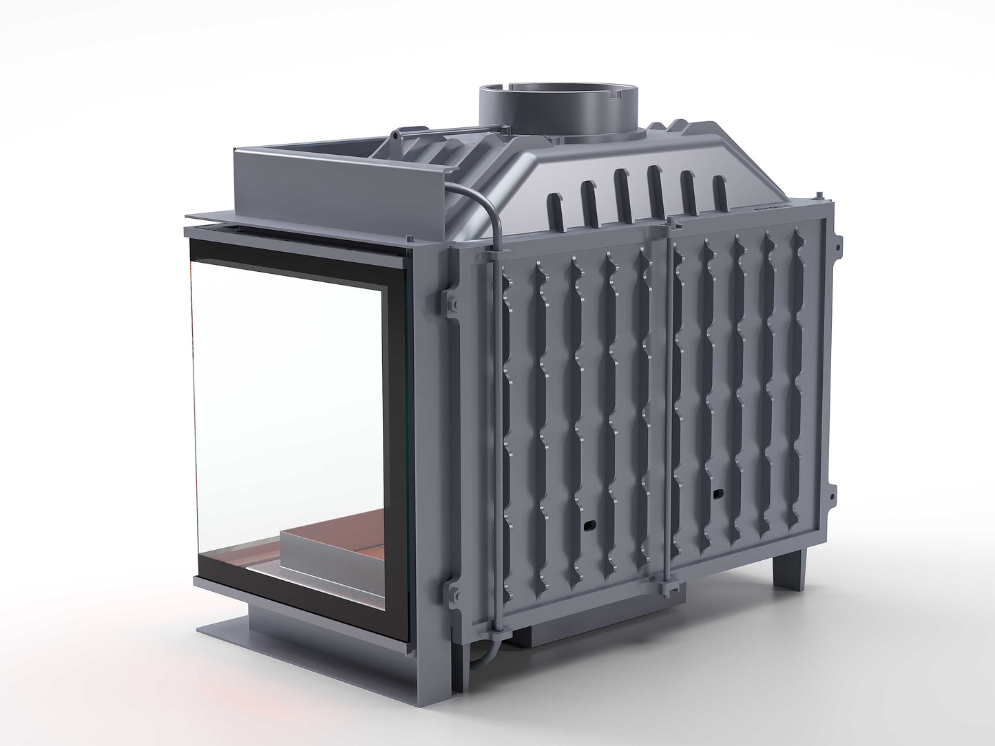Black Glass Flap Cast Fireplace Chamber Right Glass 70 cm