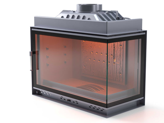 Black Glass Flap Cast Fireplace Chamber Right Glass 80 cm