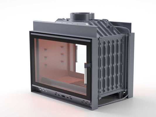 Black Glass Flap Cast Fireplace Chamber Tunnel 70 cm