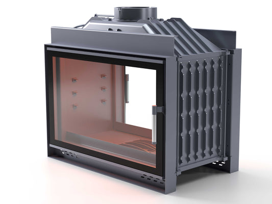Black Glass Flap Cast Fireplace Chamber Tunnel 80 cm
