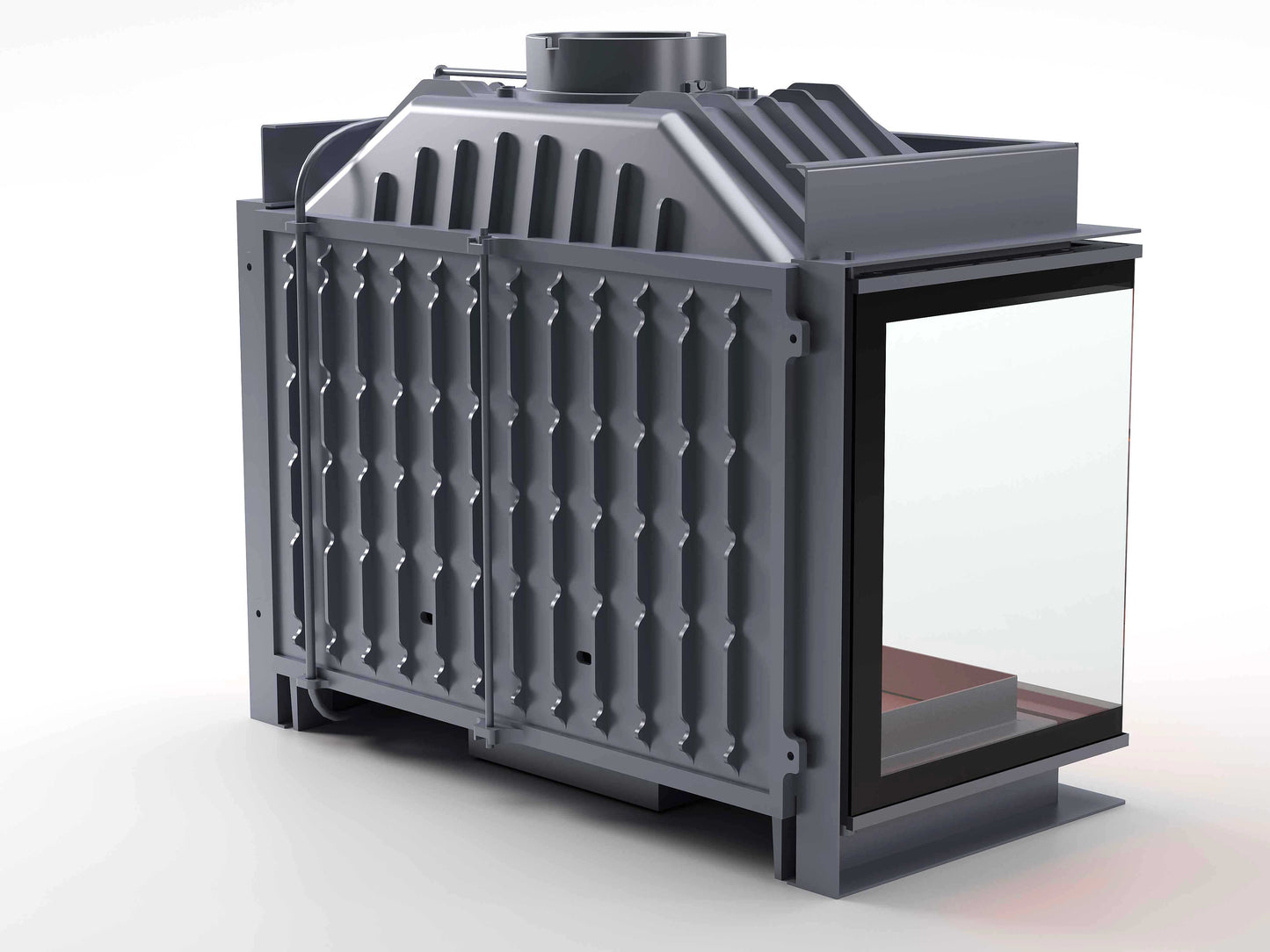 Black Glass Flap Cast Fireplace Chamber with Glass on Three Sides 80 cm