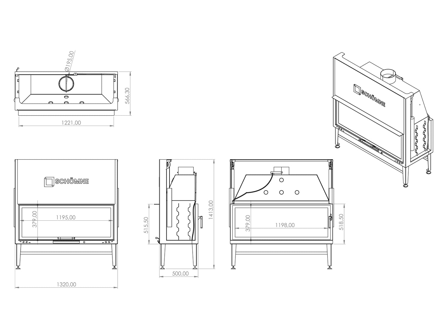 130 cm Tunnel Elevator Fireplace Chamber