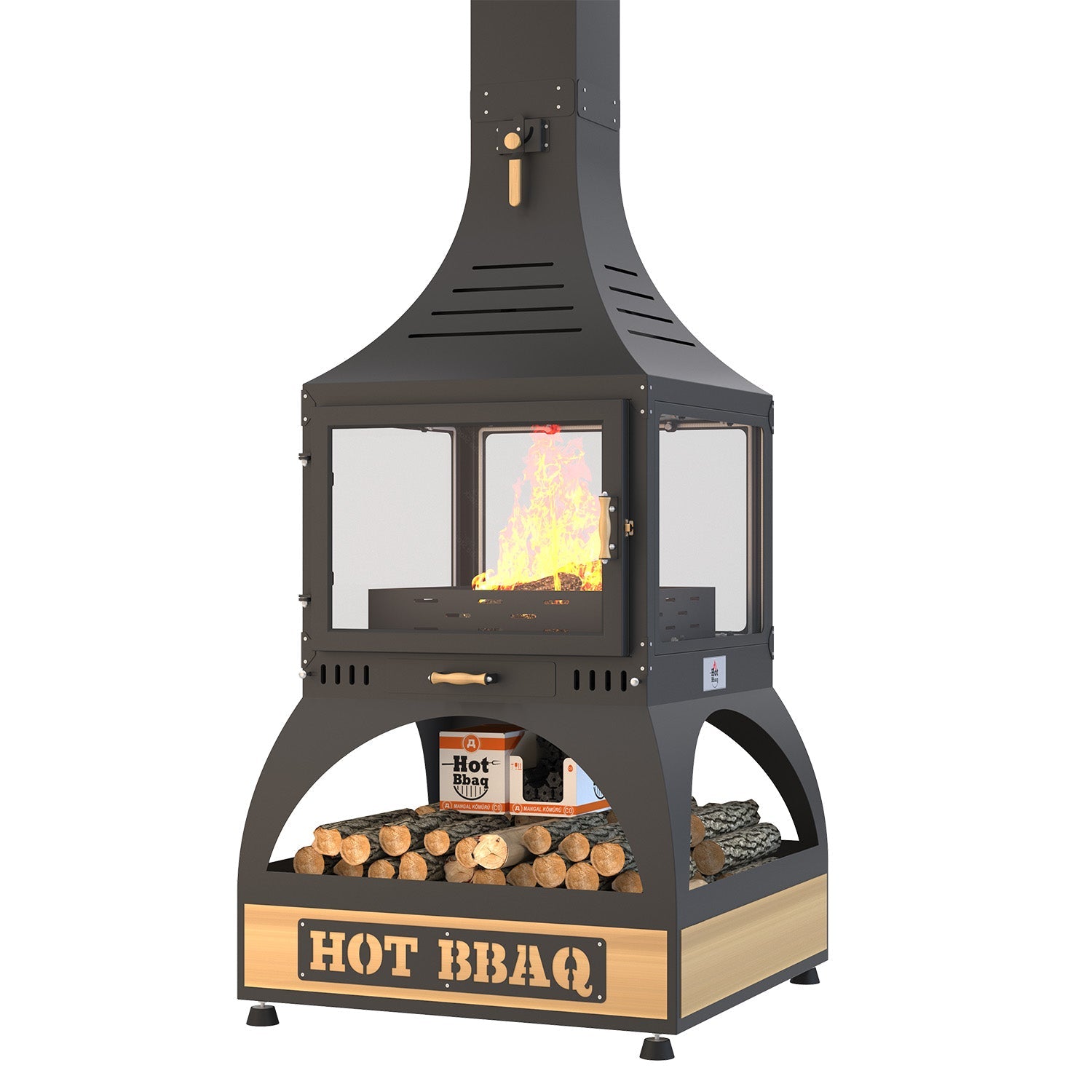 Dodok Hot Square Orta Şömine Seramik Camlı