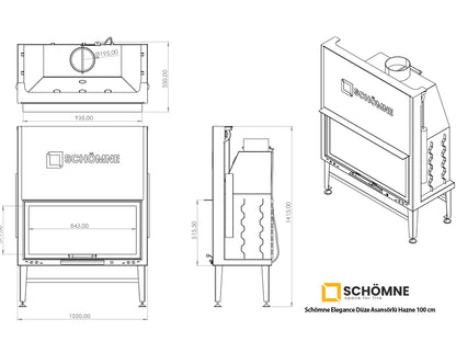 100 cm Düz Açık Asansörlü Şömine Haznesi | Dodok Home