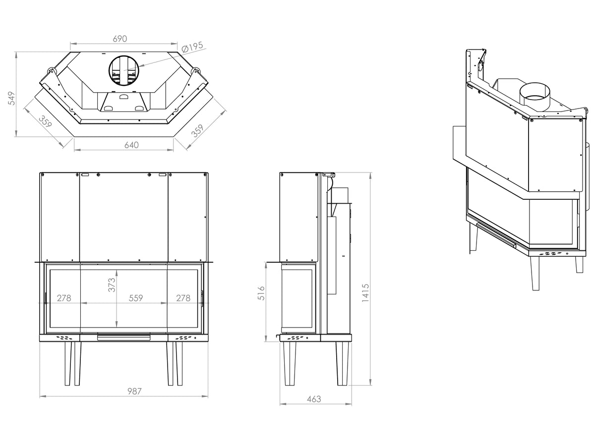 100 cm Prizma Asansörlü Şömine Haznesi | Dodok Home