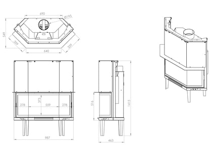 100 cm Prizma Asansörlü Şömine Haznesi | Dodok Home