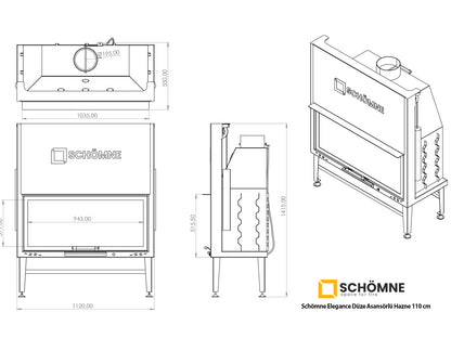 110 cm Düz Açık Asansörlü Şömine Haznesi | Dodok Home
