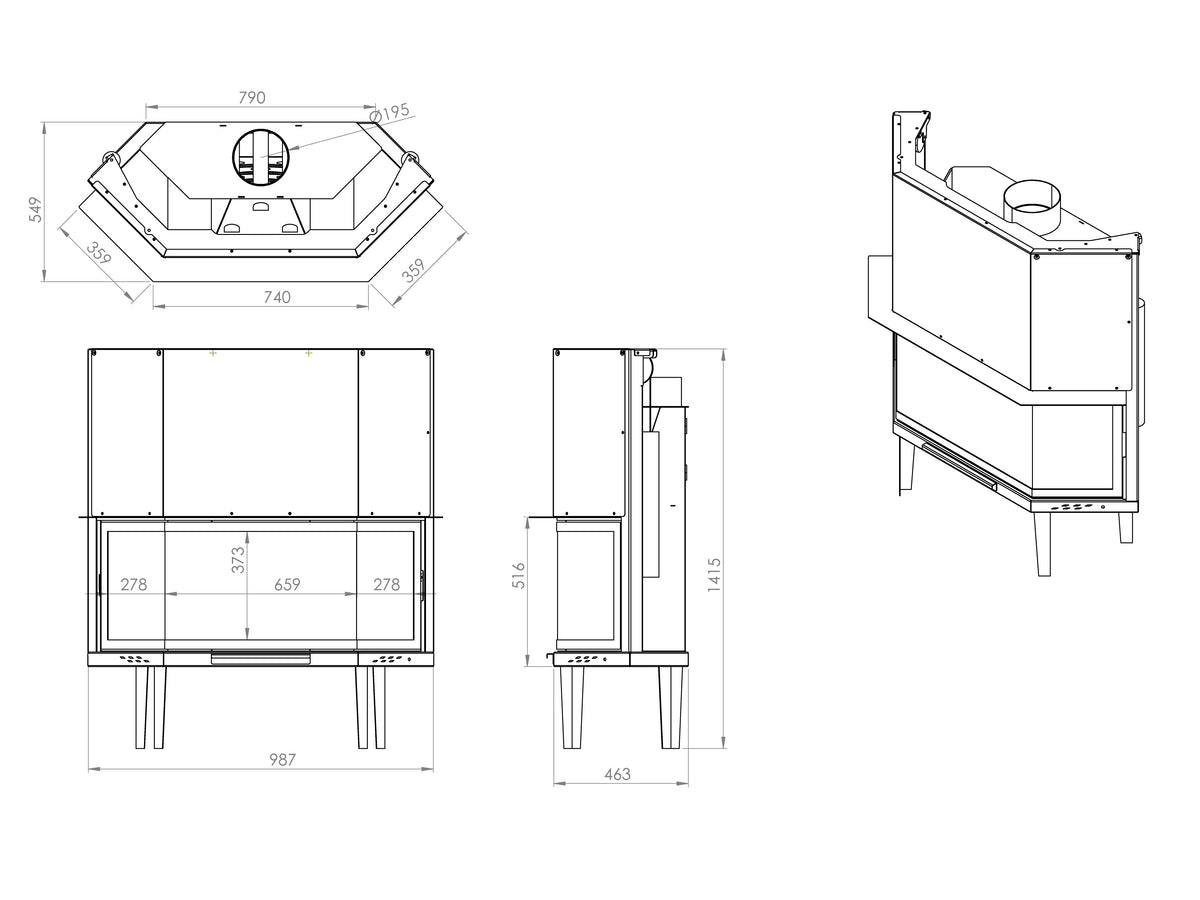 110 cm Prizma Asansörlü Şömine Haznesi | Dodok Home