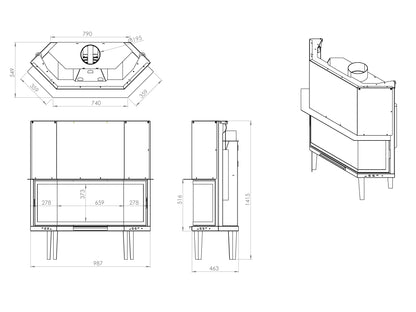 110 cm Prizma Asansörlü Şömine Haznesi | Dodok Home