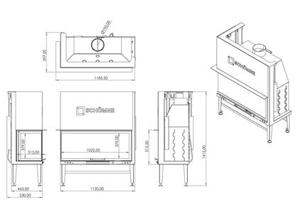 110 cm Sol Camlı Asansörlü Şömine Haznesi | Dodok Home