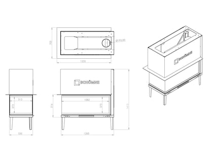 120 cm Epi Asansörlü Şömine Haznesi | Dodok Home